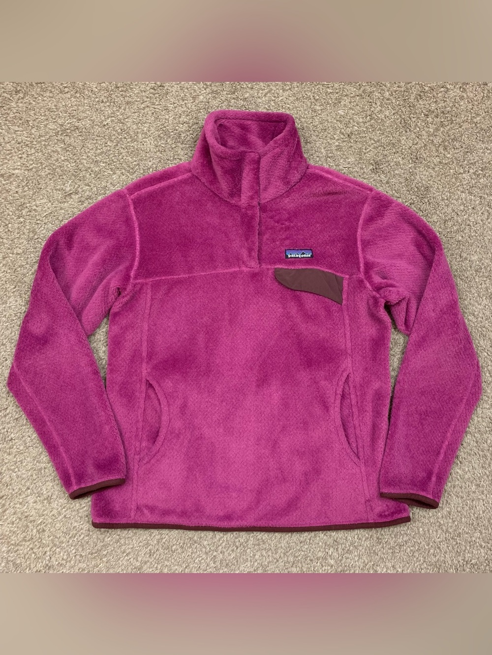 Patagonia Sweater Womens Medium Pink Polartec Snap T Fleece Outdoor Pullover